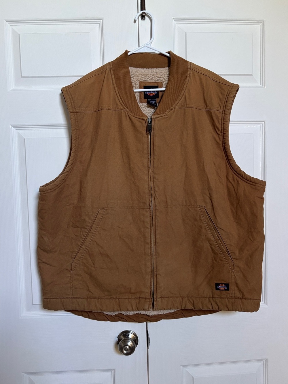 Dickies Sherpa Lined Duck Work Vest Brown Men’s 2XL Full Zip